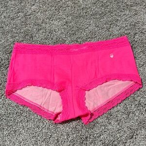 2014 Victoria's Secret Neon Pink Lace-Trim Boyshort Panty